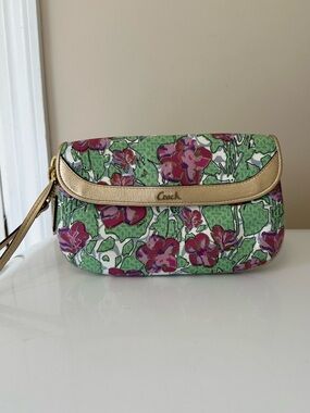 Coach Ashley Iris Floral Canvas Wristlet